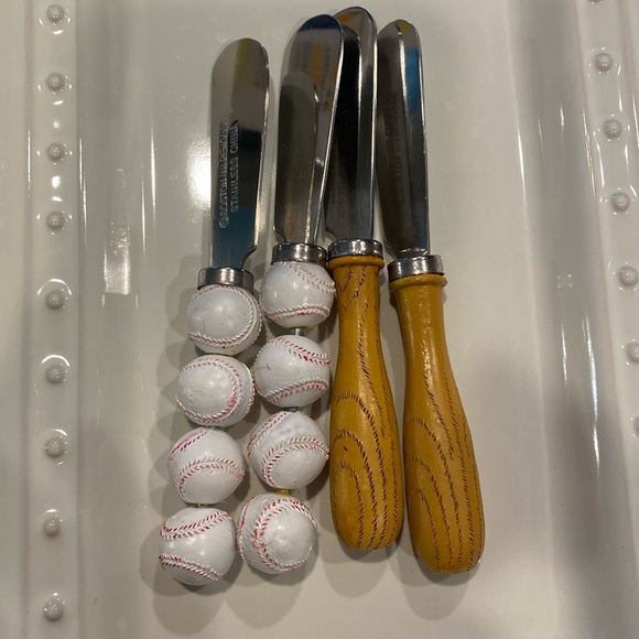 Baseball set of four cheese ball knives- Never Used - Picture 2 of 3